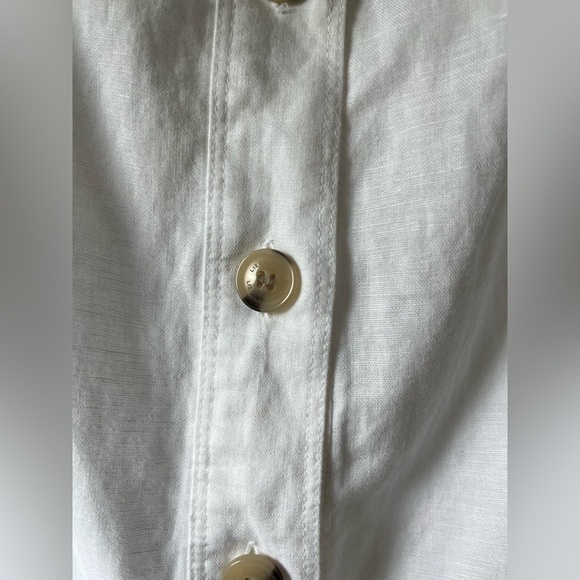 White Linen and Cotton Button-Down Midi Dress Size Large NWT - Picture 7 of 7